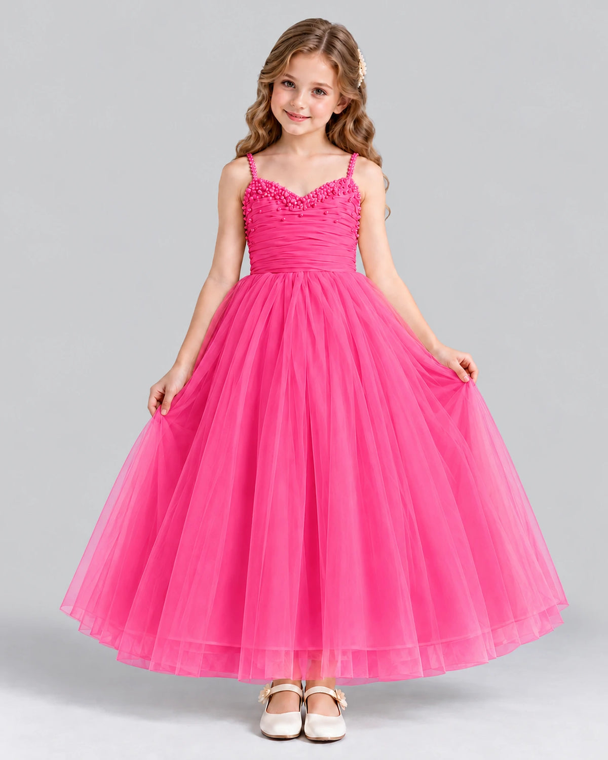 Hot Pink Ball Gown Girls Formal Dress Front