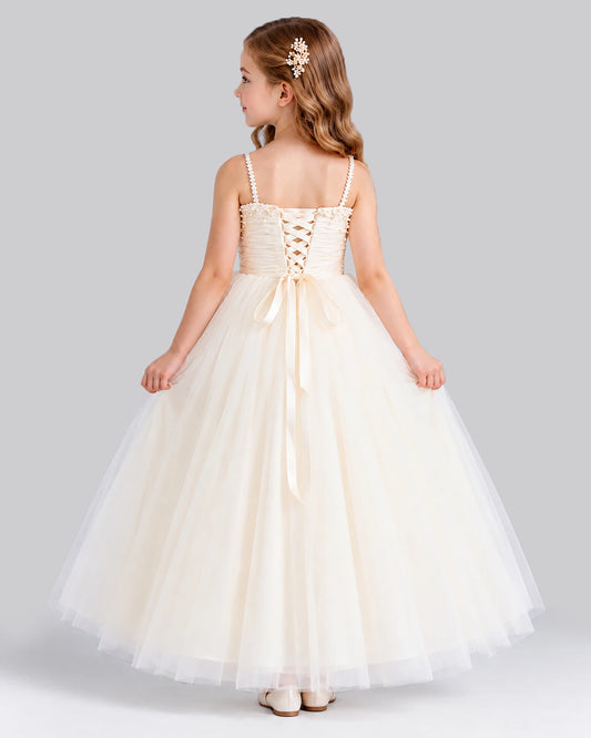 Ivory Ball Gown Girls Formal Dress Back [Shared]