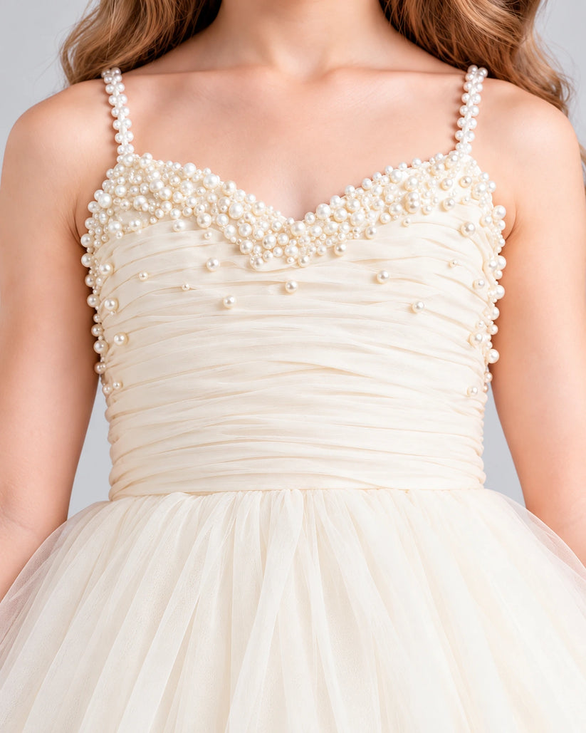 Ivory Ball Gown Girls Formal Dress Detail [Shared]