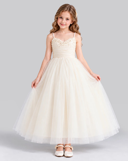 Ivory Ball Gown Girls Formal Dress Front