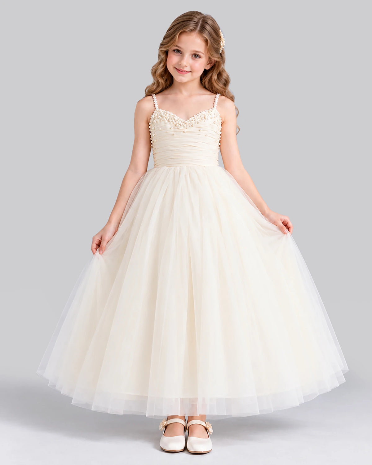 Ivory Ball Gown Girls Formal Dress Front