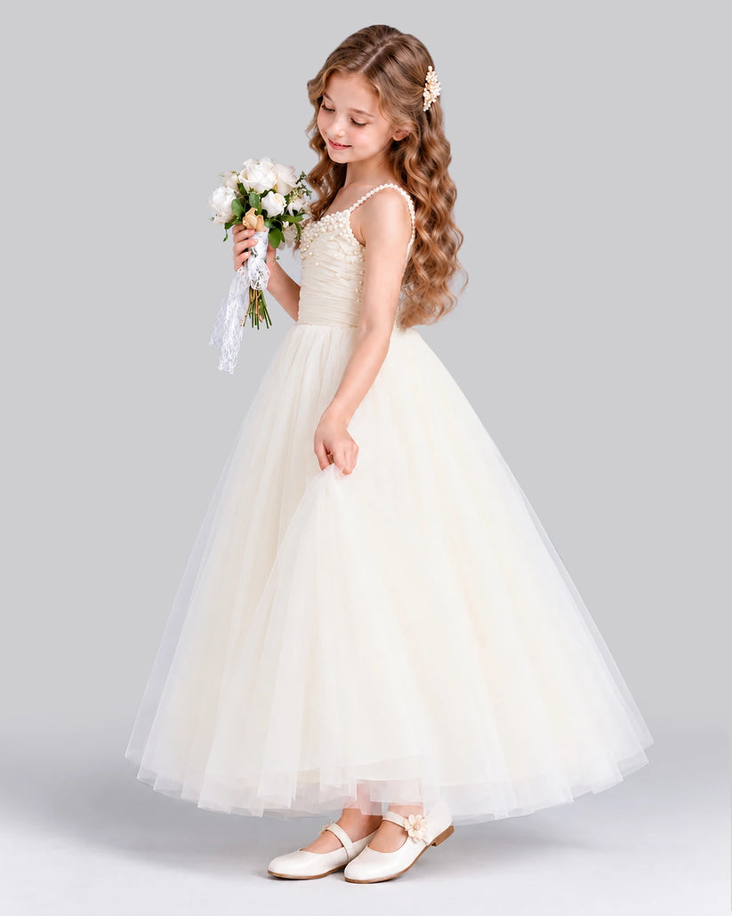 Ivory Ball Gown Girls Formal Dress Side [Shared]