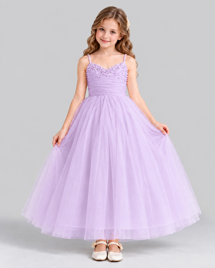 Lilac Ball Gown Girls Formal Dress Front