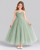 Sage Green Ball Gown Girls Formal Dress Front