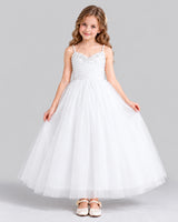 White Ball Gown Girls Formal Dress Front