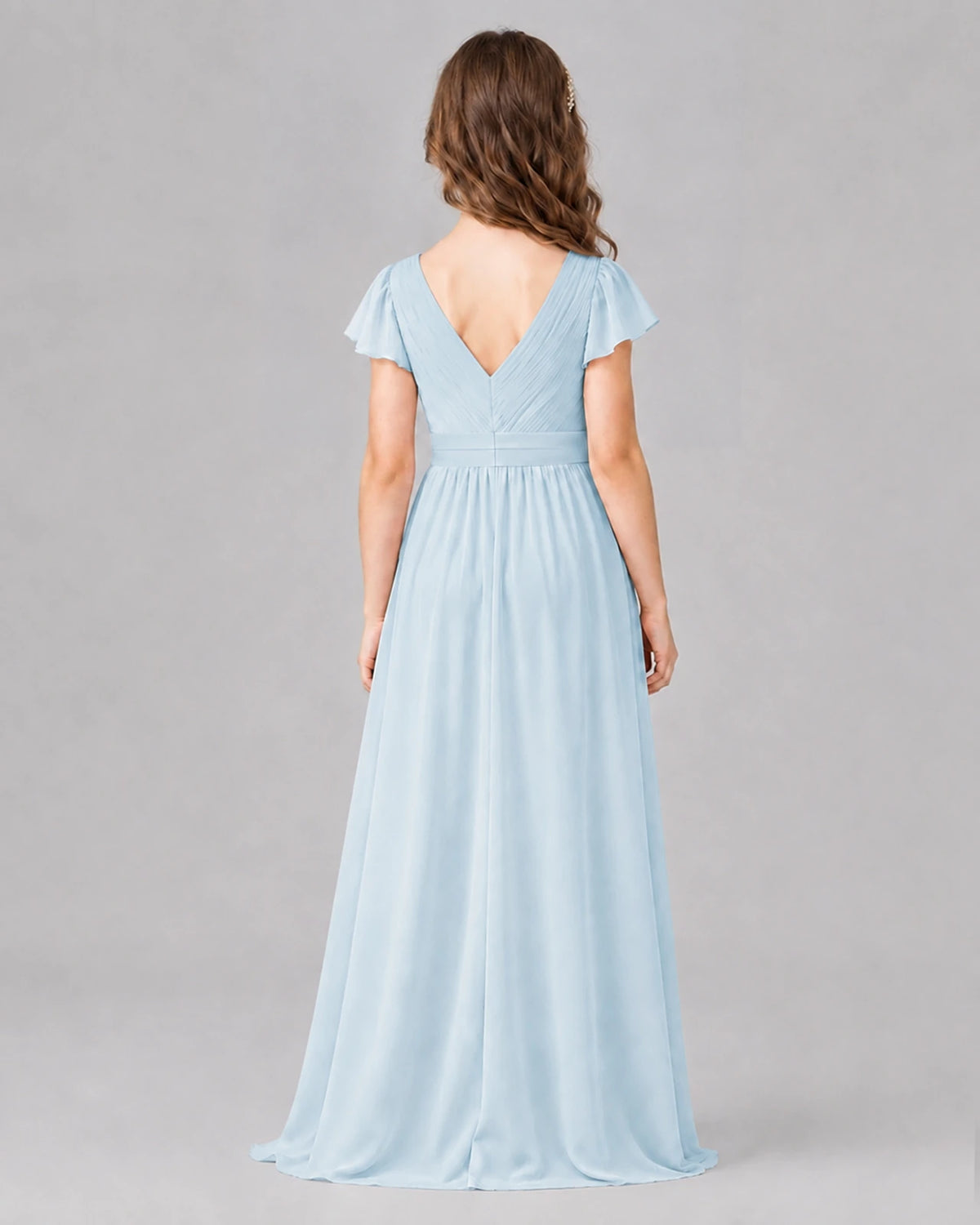 Baby Blue A-line Junior Bridesmaid Dresses Side