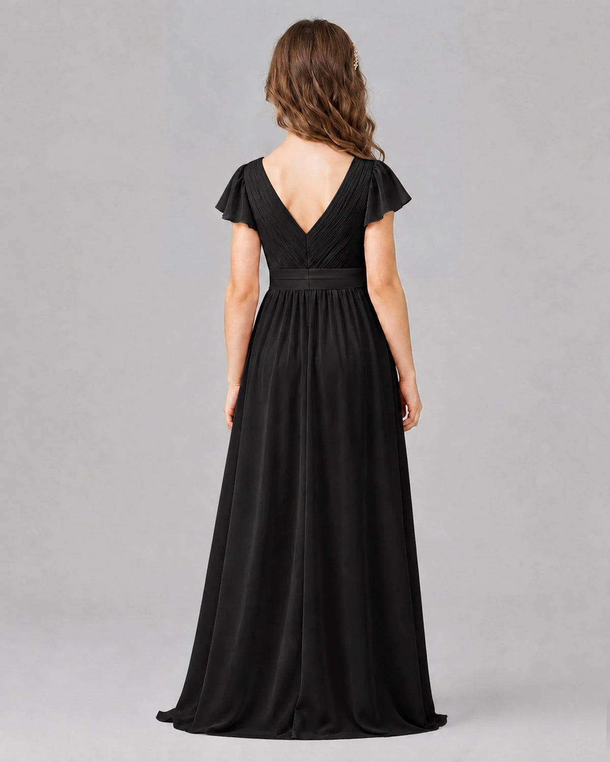 Black A-line Junior Bridesmaid Dresses Side