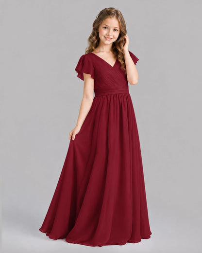 Burgundy A-line Junior Bridesmaid Dresses Back