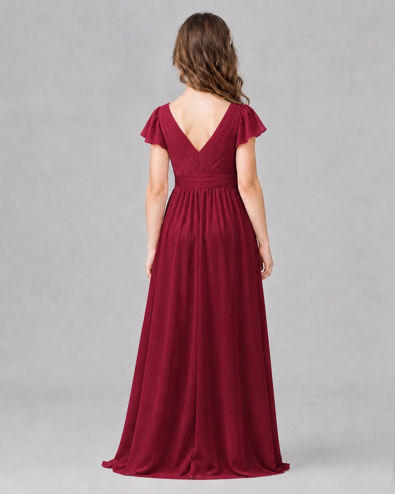 Burgundy A-line Junior Bridesmaid Dresses Side