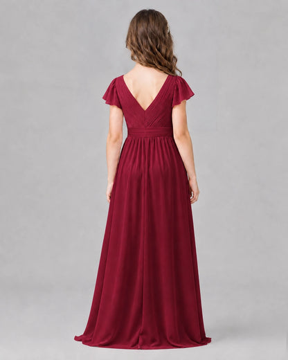 Burgundy A-line Junior Bridesmaid Dresses Side