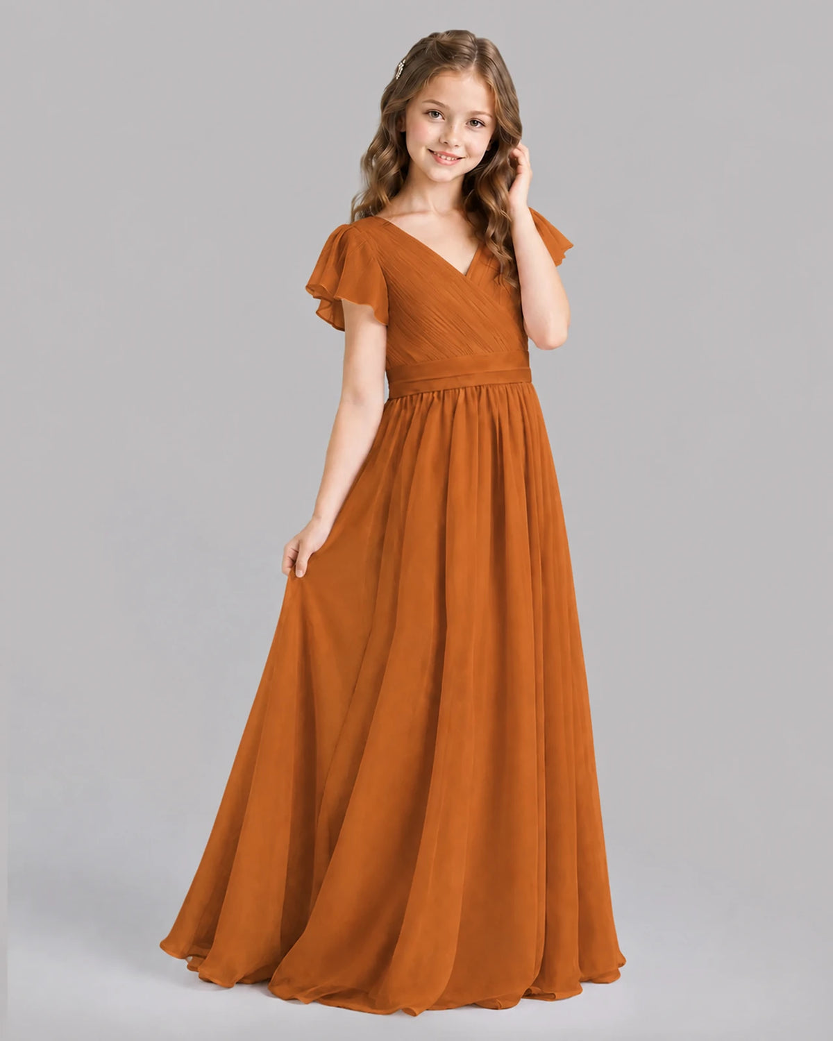 Burnt Orange A-line Junior Bridesmaid Dresses Back