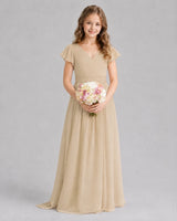 Champagne A-line Junior Bridesmaid Dresses Front