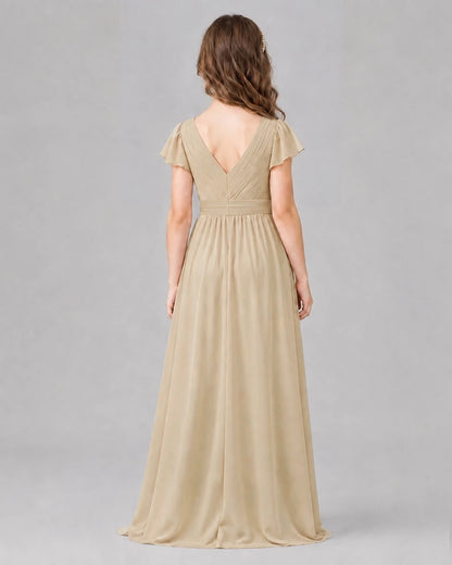 Champagne A-line Junior Bridesmaid Dresses Side