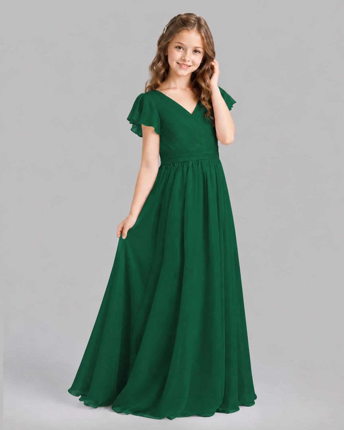 Dark Green A-line Junior Bridesmaid Dresses Back