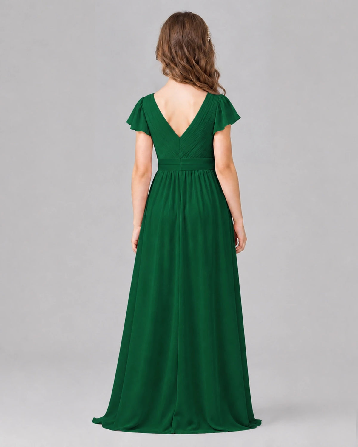 Dark Green A-line Junior Bridesmaid Dresses Side