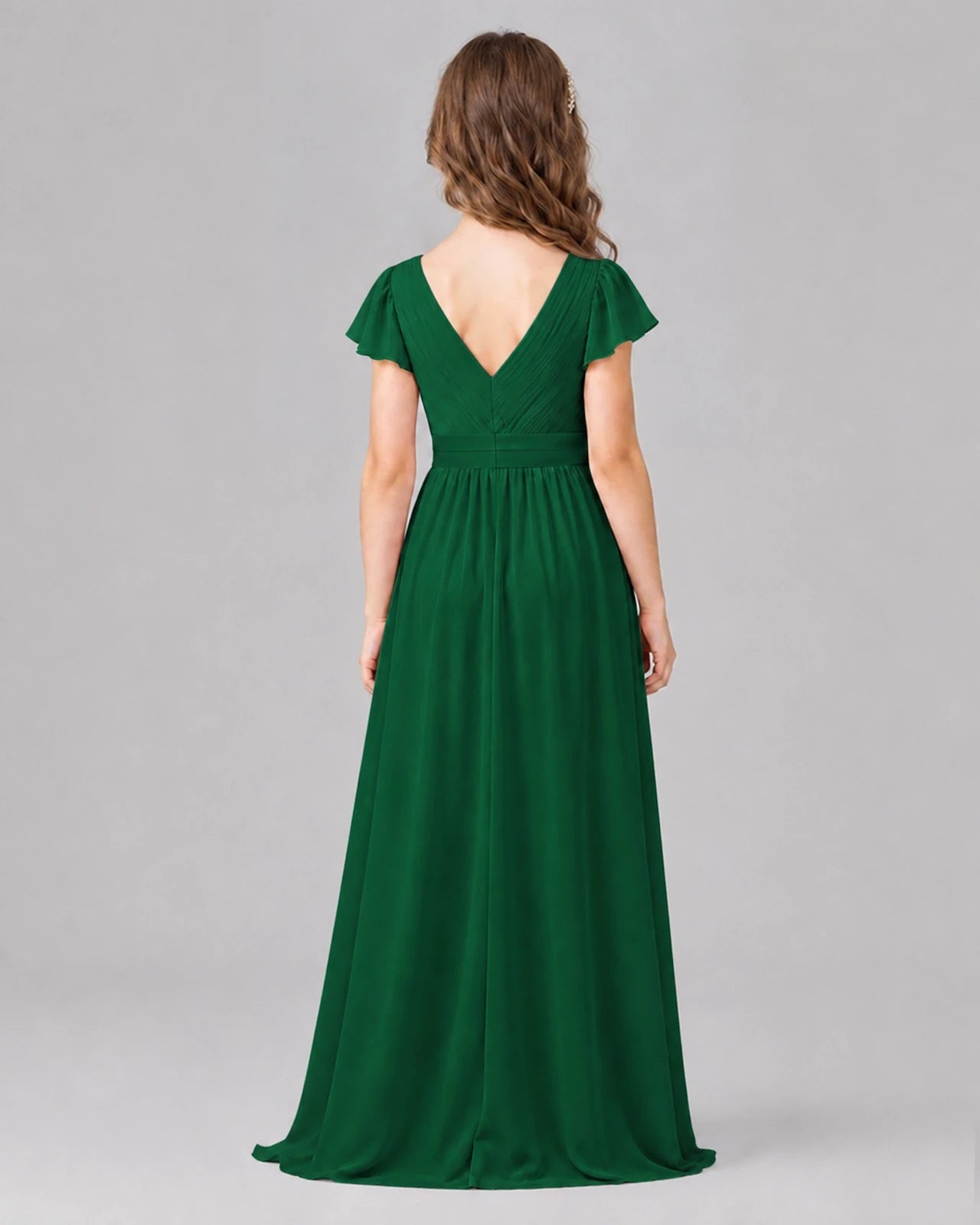 Dark Green A-line Junior Bridesmaid Dresses Side