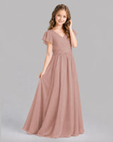 Dusty Rose A-line Junior Bridesmaid Dresses Back