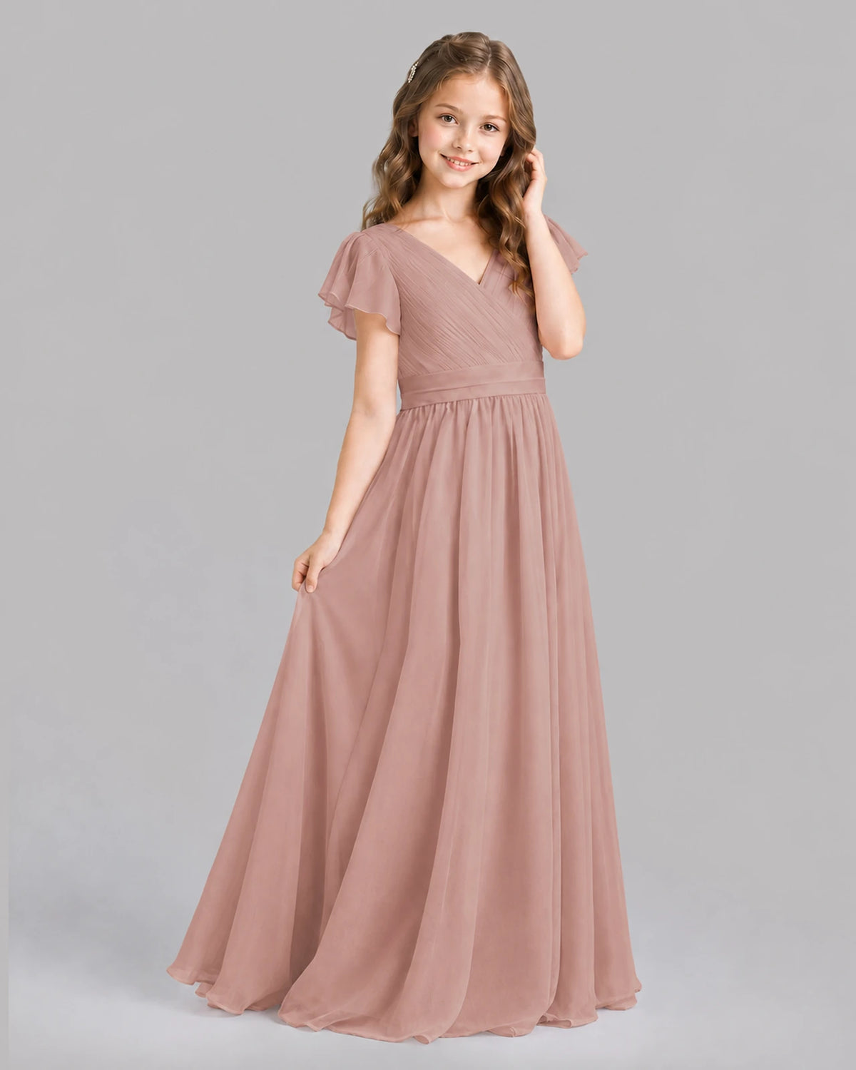 Dusty Rose A-line Junior Bridesmaid Dresses Back
