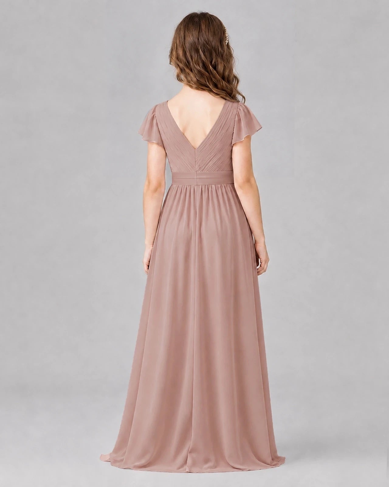 Dusty Rose A-line Junior Bridesmaid Dresses Side