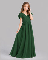Emerald Green A-line Junior Bridesmaid Dresses Back