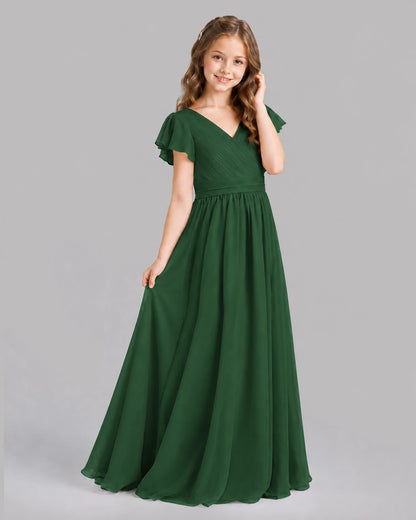 Emerald Green A-line Junior Bridesmaid Dresses Back