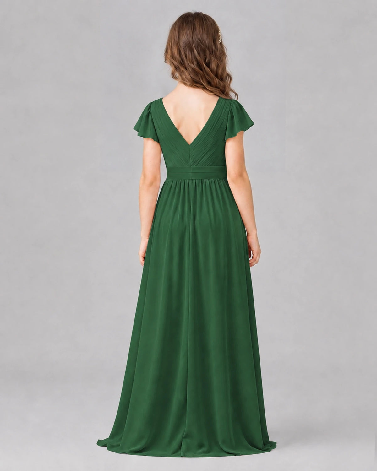 Emerald Green A-line Junior Bridesmaid Dresses Side