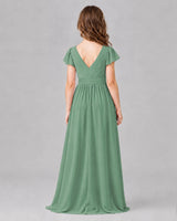 Eucalyptus A-line Junior Bridesmaid Dresses Side