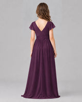 Grape A-line Junior Bridesmaid Dresses Side