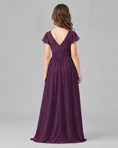 Grape A-line Junior Bridesmaid Dresses Side