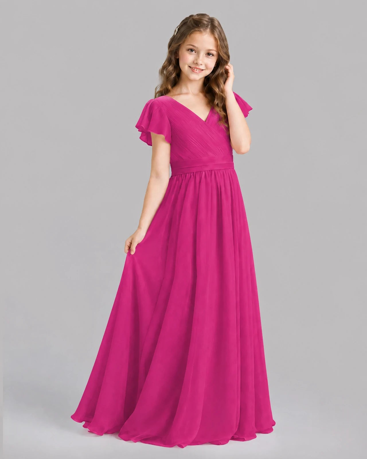 Hot Pink A-line Junior Bridesmaid Dresses Back