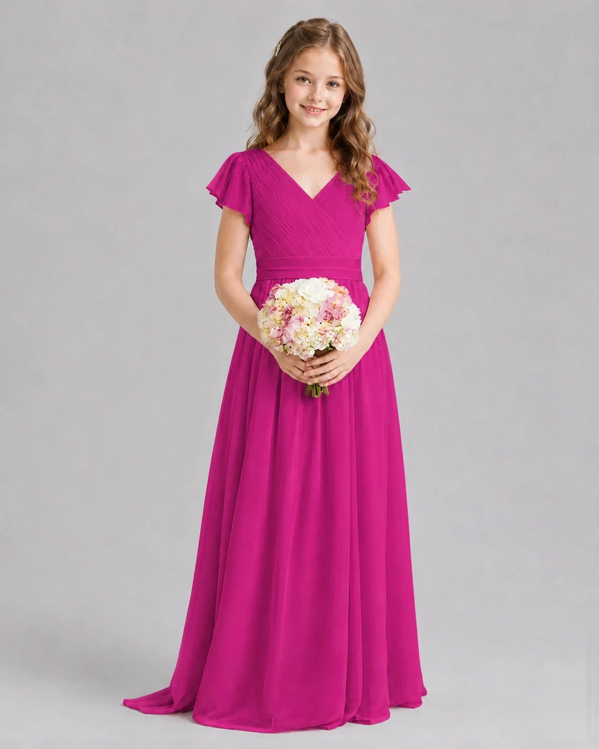 Hot Pink A-line Junior Bridesmaid Dresses Front