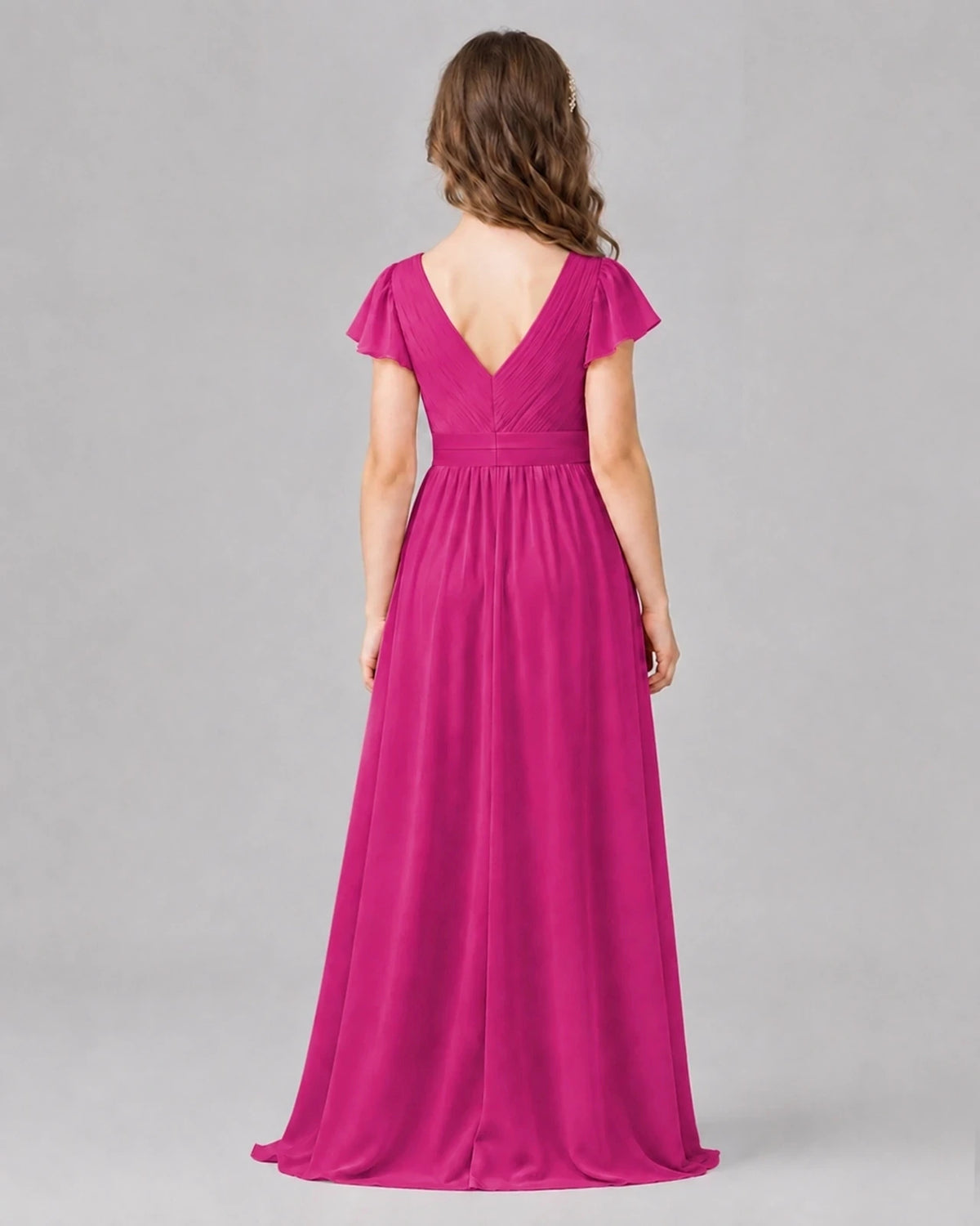 Hot Pink A-line Junior Bridesmaid Dresses Side
