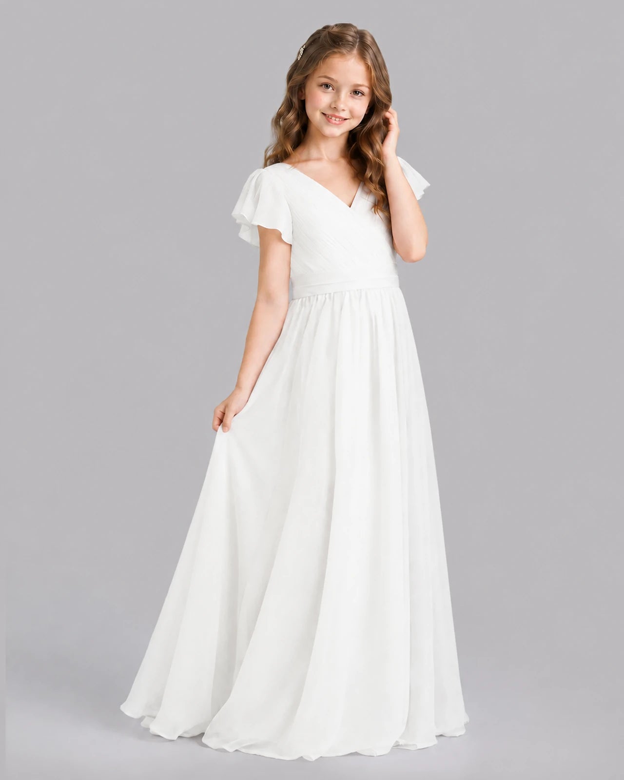 Ivory A-line Junior Bridesmaid Dresses Back