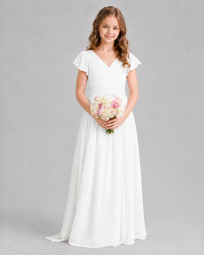 Ivory A-line Junior Bridesmaid Dresses Front
