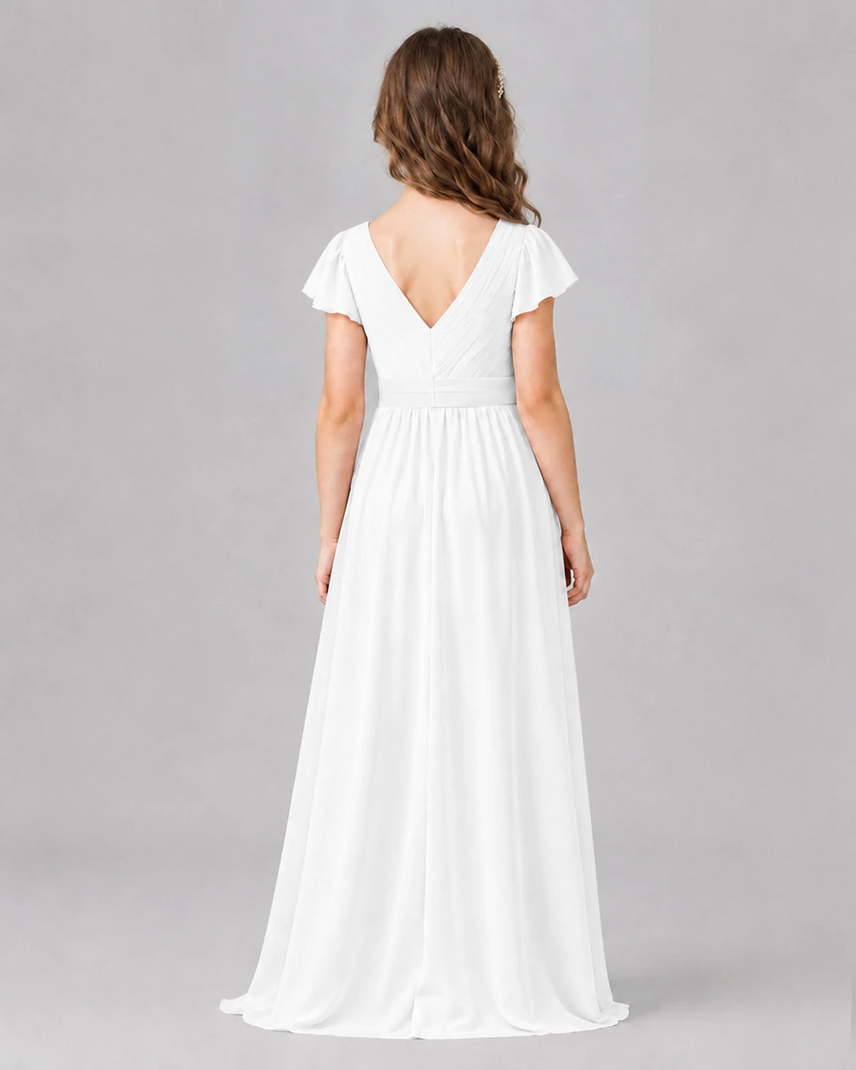 Ivory A-line Junior Bridesmaid Dresses Side