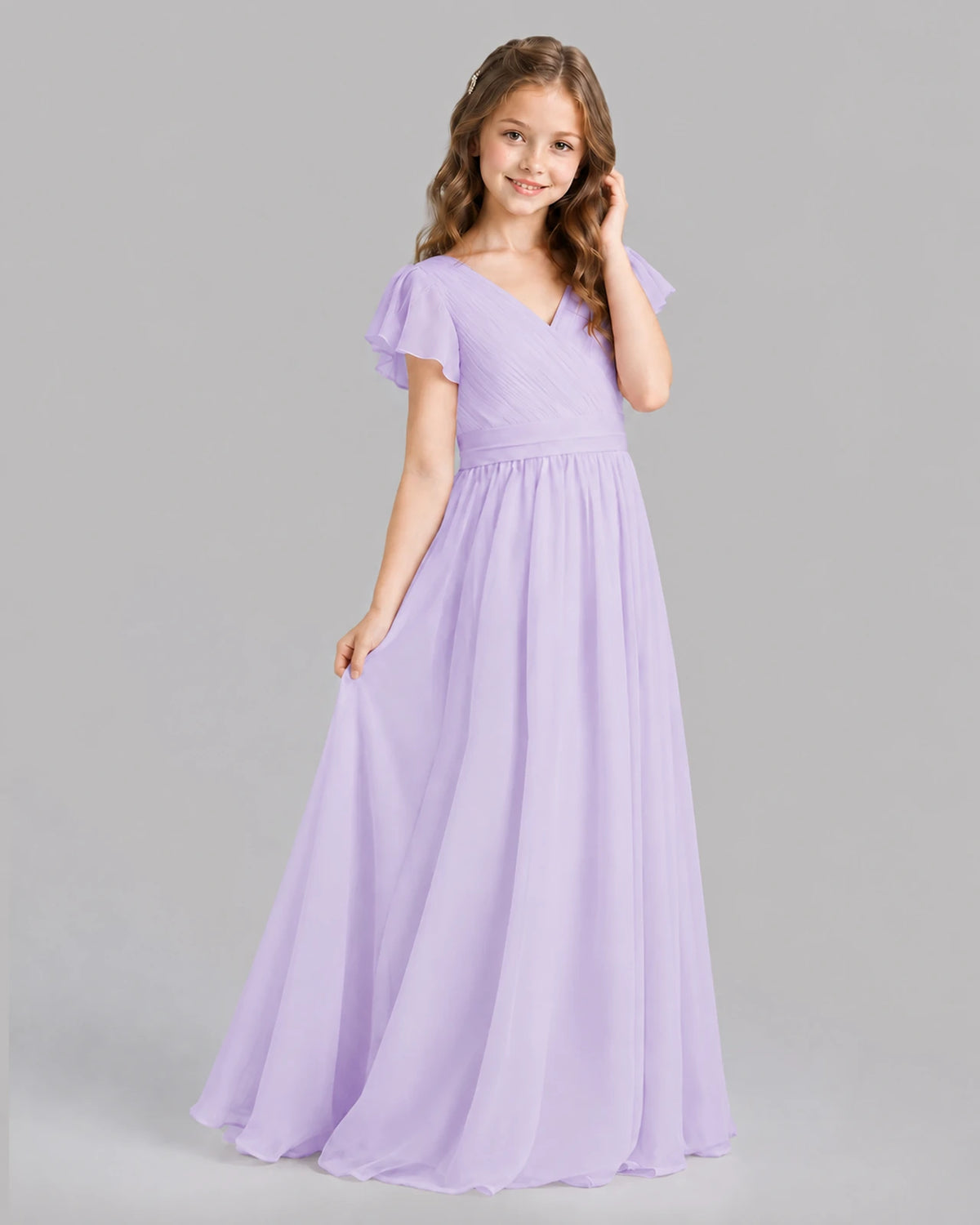 Lavender A-line Junior Bridesmaid Dresses Back