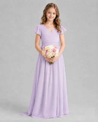Lavender A-line Junior Bridesmaid Dresses Front