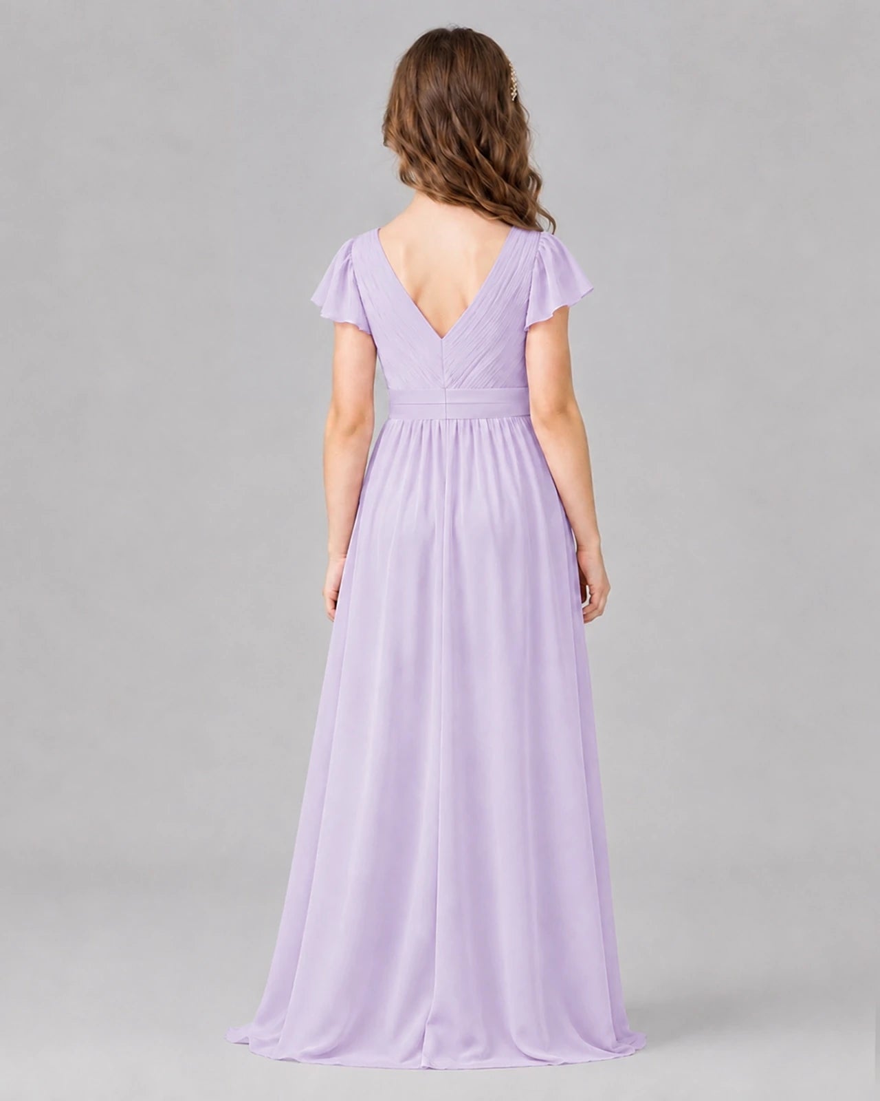 Lavender A-line Junior Bridesmaid Dresses Side