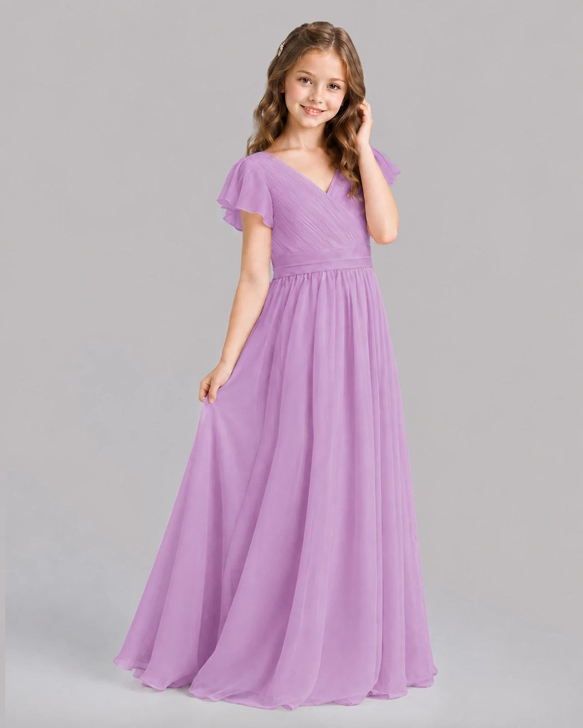 Lilac A-line Junior Bridesmaid Dresses Back