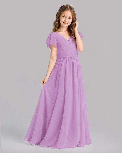 Lilac A-line Junior Bridesmaid Dresses Back