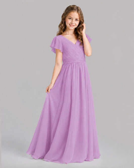 Lilac A-line Junior Bridesmaid Dresses Back