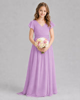 Lilac A-line Junior Bridesmaid Dresses Front