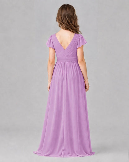 Lilac A-line Junior Bridesmaid Dresses Side