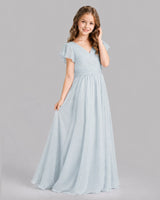 Mist A-line Junior Bridesmaid Dresses Back