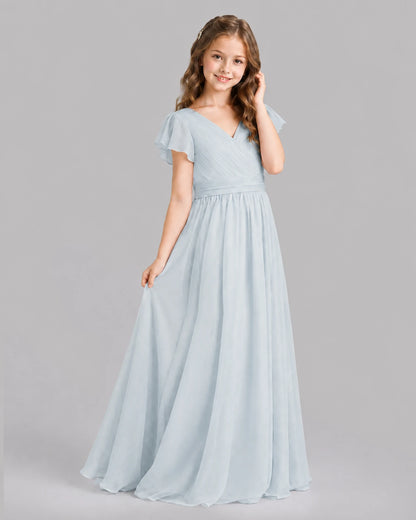 Mist A-line Junior Bridesmaid Dresses Back