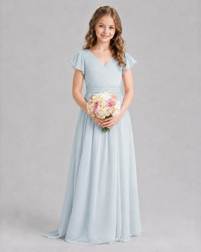 Mist A-line Junior Bridesmaid Dresses Front