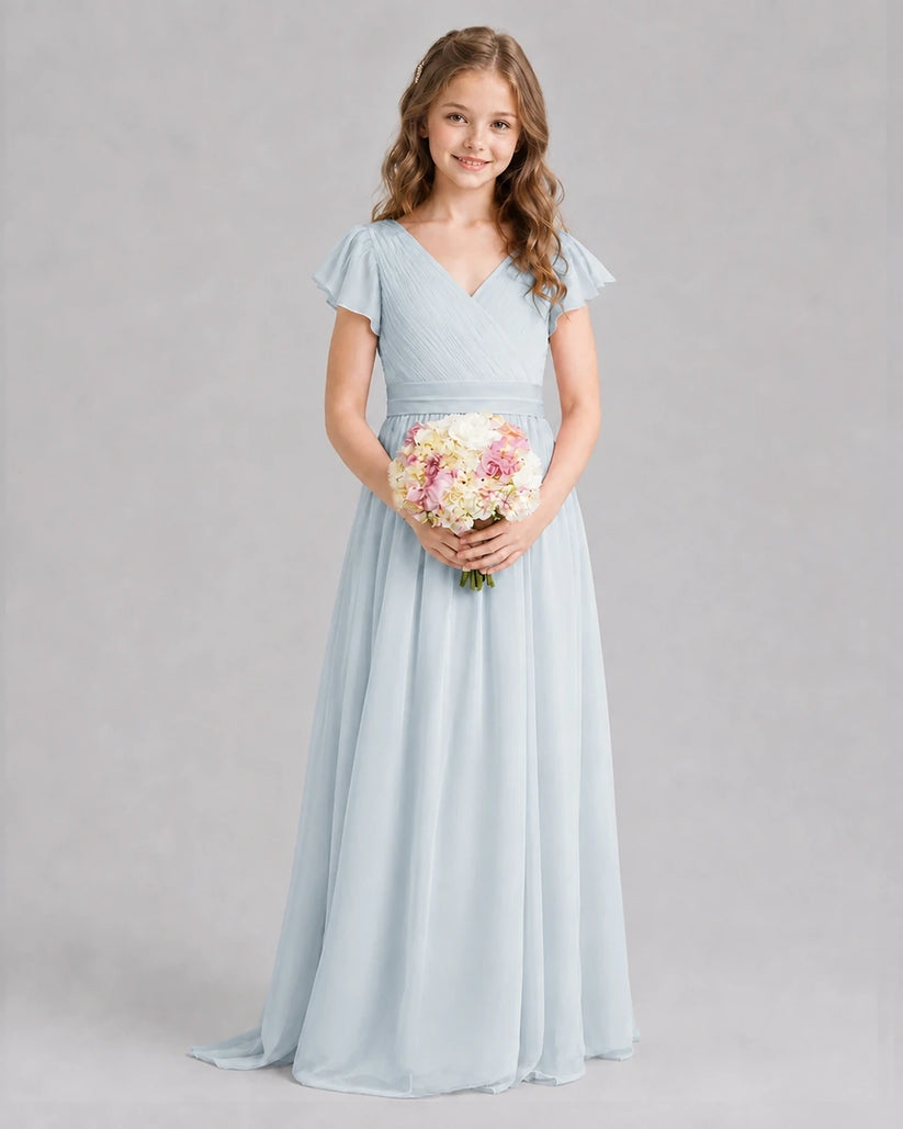 Mist A-line Junior Bridesmaid Dresses Front