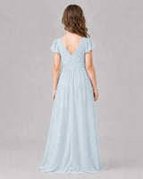 Mist A-line Junior Bridesmaid Dresses Side