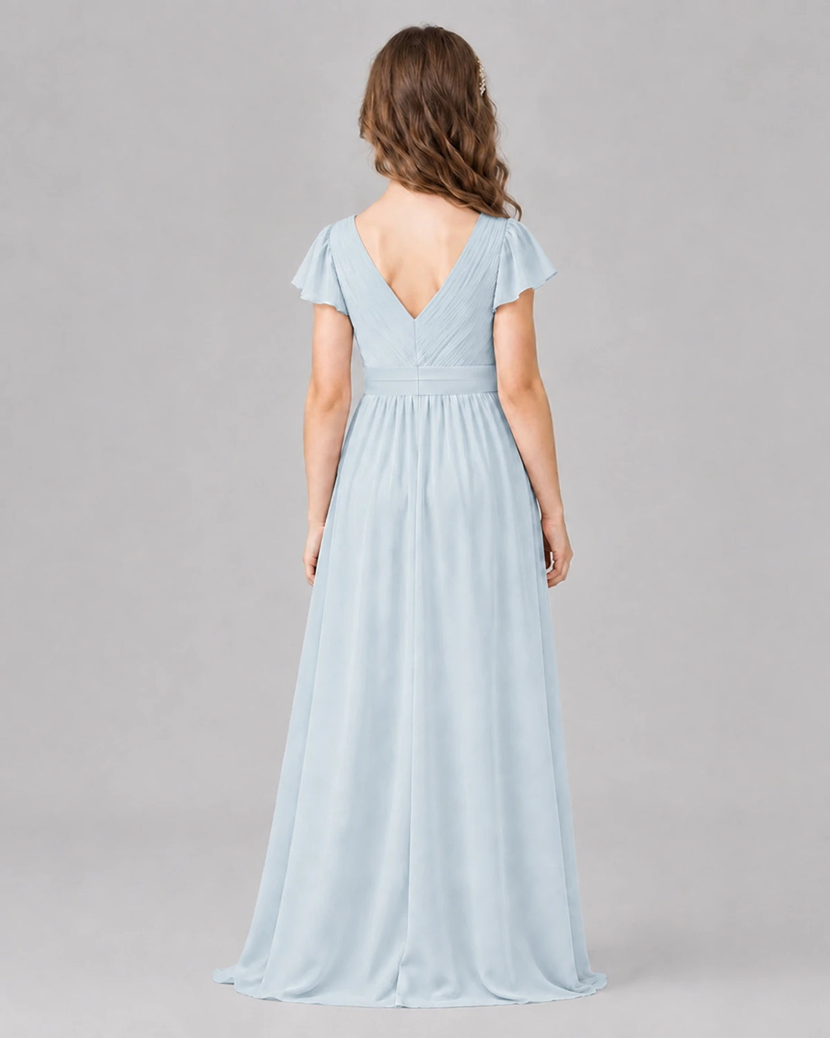 Mist A-line Junior Bridesmaid Dresses Side