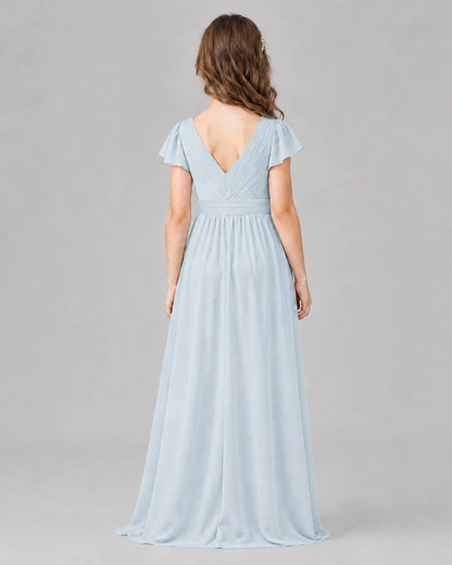 Mist A-line Junior Bridesmaid Dresses Side
